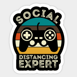 Social Distancing Expert Gaming Vintage Video Gamer Gift Sticker